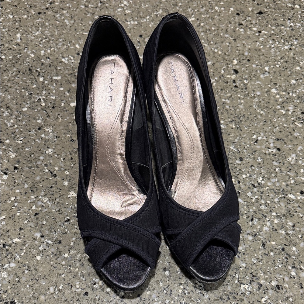 Tahari Black Peep-Toe Heels